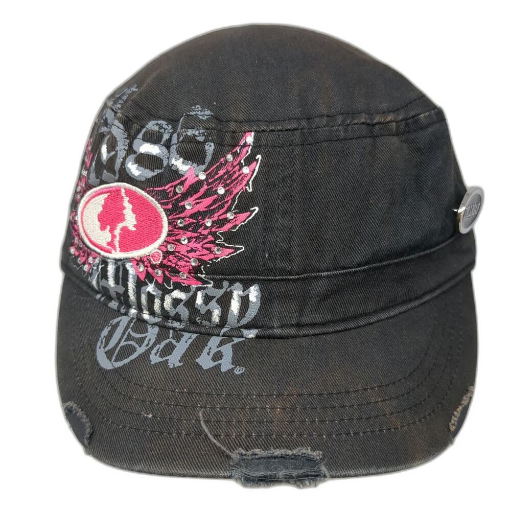 Signatures Army Cap Black Pink One Size Mossy Oak Rhinestone Wings DILLIGAF Hat